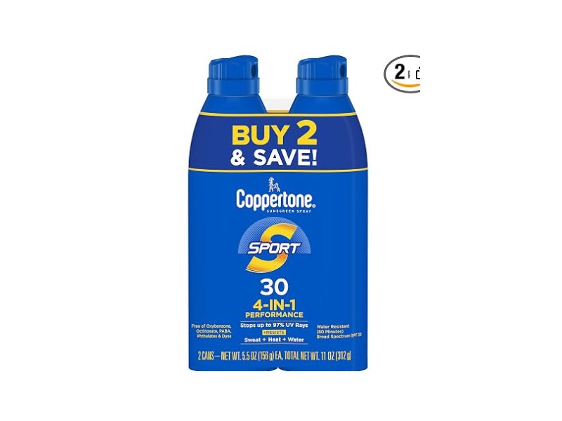 Coppertone Sport 4-In-1 Sunscreen, SPF 30, 5.5 oz/156 g, Pack Of 2