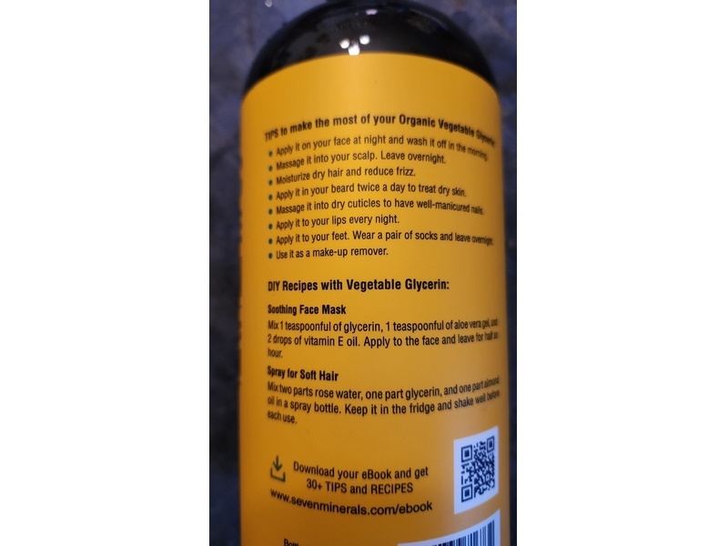 Seven Minerals Organic Vegetable Glycerin, Organic Coconut Oil, 32 fl oz/950 mL