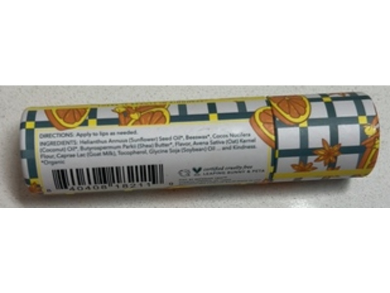 Beekman 1802 Goat Milk Lip Balm, Spiced Orange, 0.15 oz/4.2 g