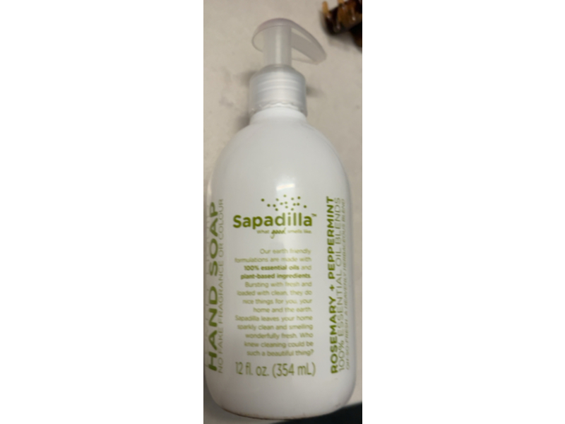 Sapadilla Liquid Hand Soap, Rosemary + Peppermint, 12 fl oz/354 mL