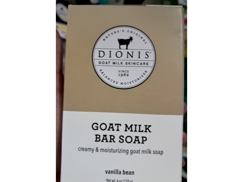 Dionis Goat Milk Bar Soap, Vanilla Bean, 6 oz/170 g