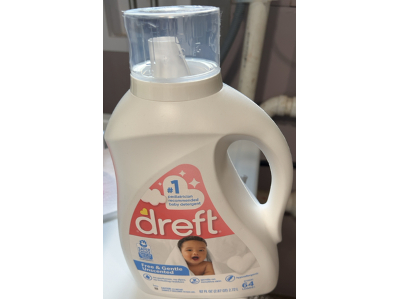 Dreft Free & Gentle Baby Detergent, Unscented, 64 Loads, 92 fl oz/2.72 L