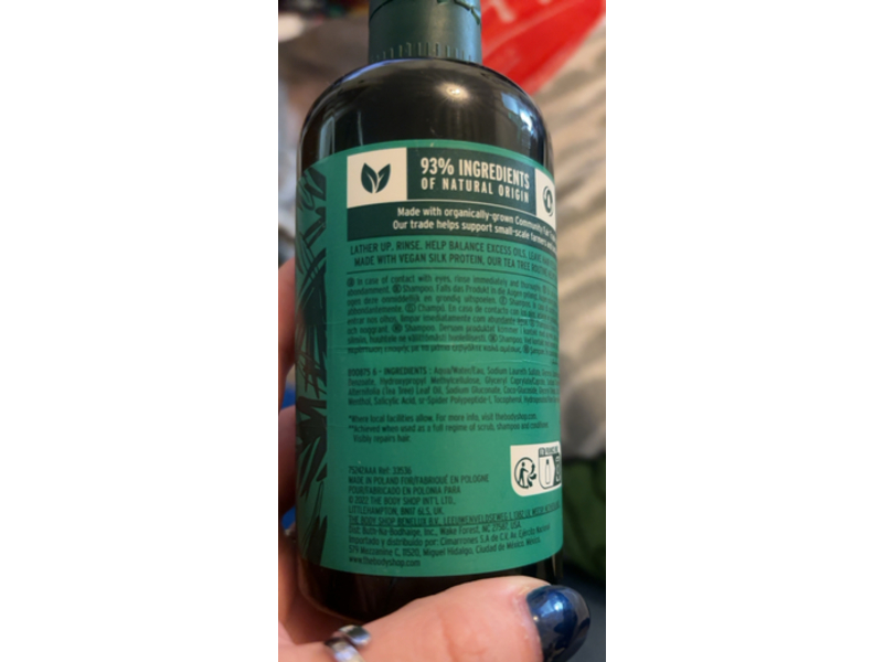 The Body Shop Purifying & Balancing Gel Shampoo, Tea Tree, 8.4 fl oz/250 mL