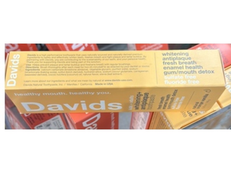 Davids Whitening + Antiplaque Toothpaste, Natural Orange Vanilla, 5.25 oz/149 mL