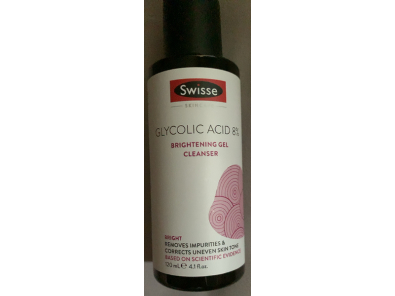 Swisse Skin Care Brightening Gel Cleanser, Glycolic Acid 8%, 4.1 fl oz/120 mL