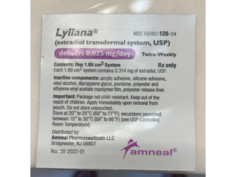 Lyllana Estradiol Transdermal System 0.025mg / day, Amneal Pharmaceuticals (Rx)