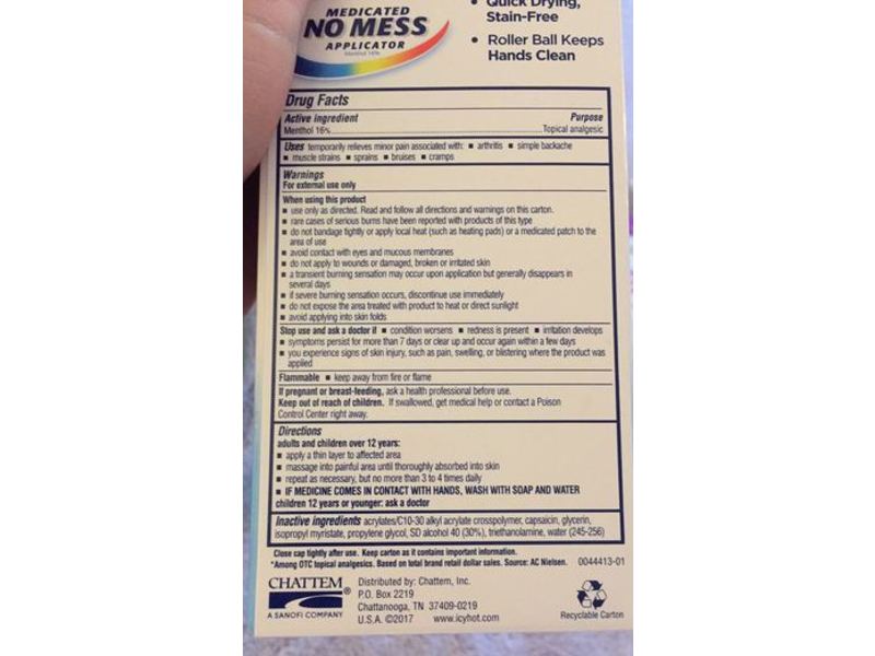 Icyhot Medicated No Mess Applictor Pain Relieving Liquid, 2.5 fl oz/73 mL