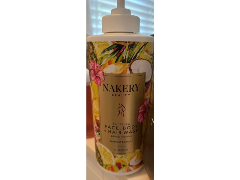 Nakery Beauty Skinrenew Face Body & Hair Wash, Tropical Therepy, 33.8 fl oz/1 L