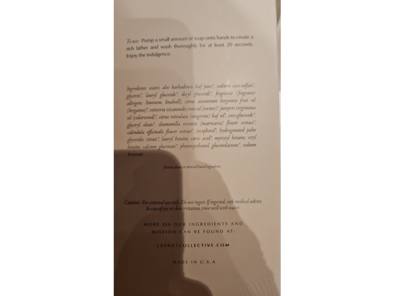 L'AVANT Collective High Performing Hand Soap, Blushed Bergamot, 16 fl oz/473 mL