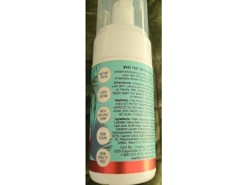Malibu Hemp Glow With The Flow Instant Self Tanning Mousse, Medium, 3.4 fl oz/100 mL