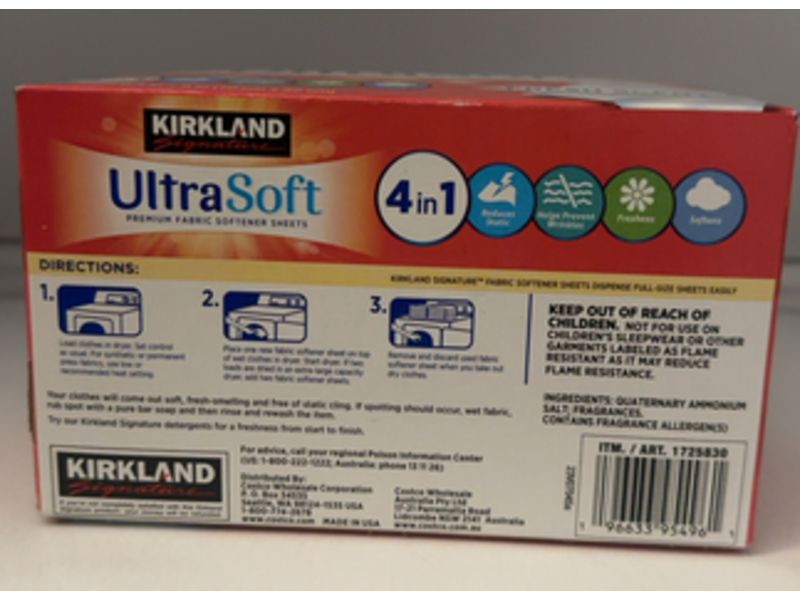 Kirkland Ultra Soft Fabric Softener Sheet, Fresh Scent, 250 Sheet