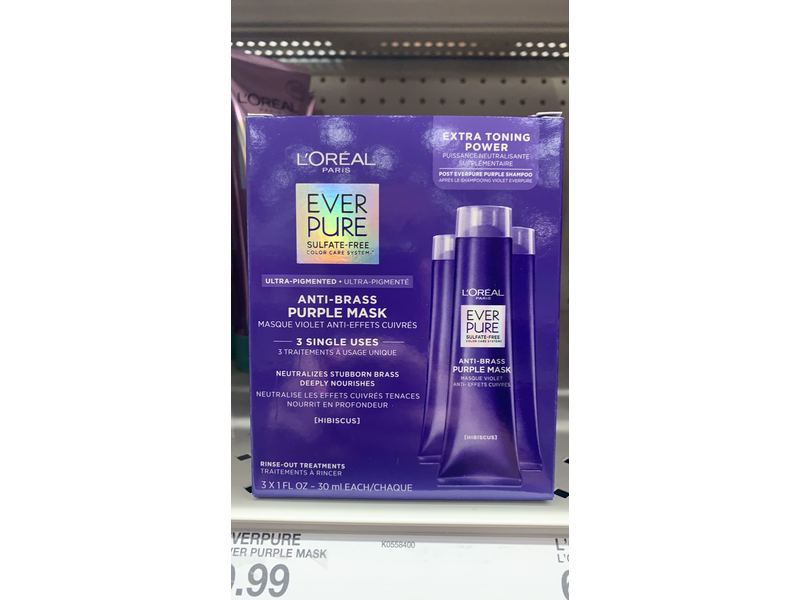 L'Oreal Paris Ever Pure Sulfate Free, Ultra Pigmented Anti Brass Purple Mask, 3 fl oz/90 mL