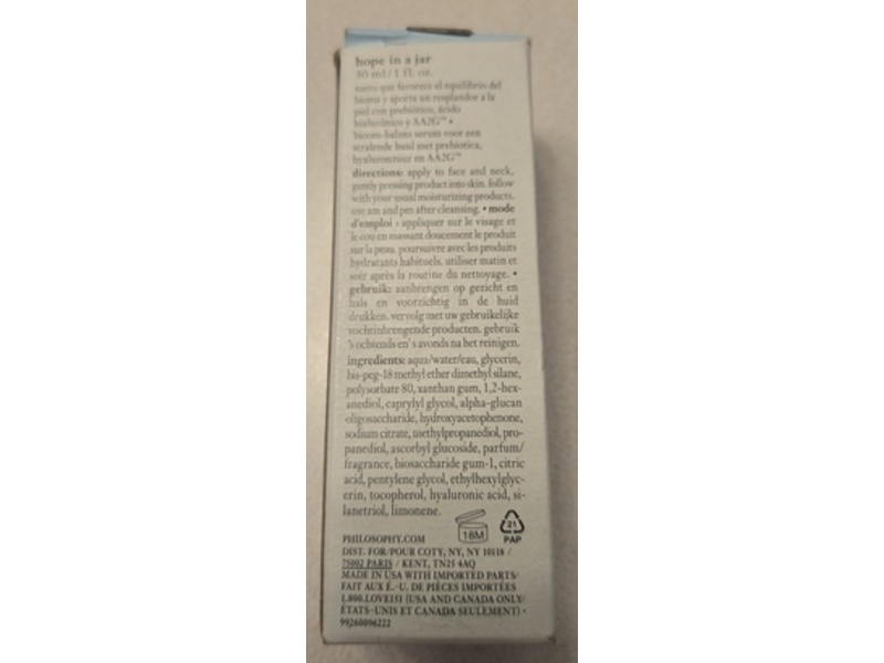 Philosophy Hope Biome-Balance Glow Serum, Prebiotic, Hyaluronic Acid & AAG2, 1 oz/30 mL