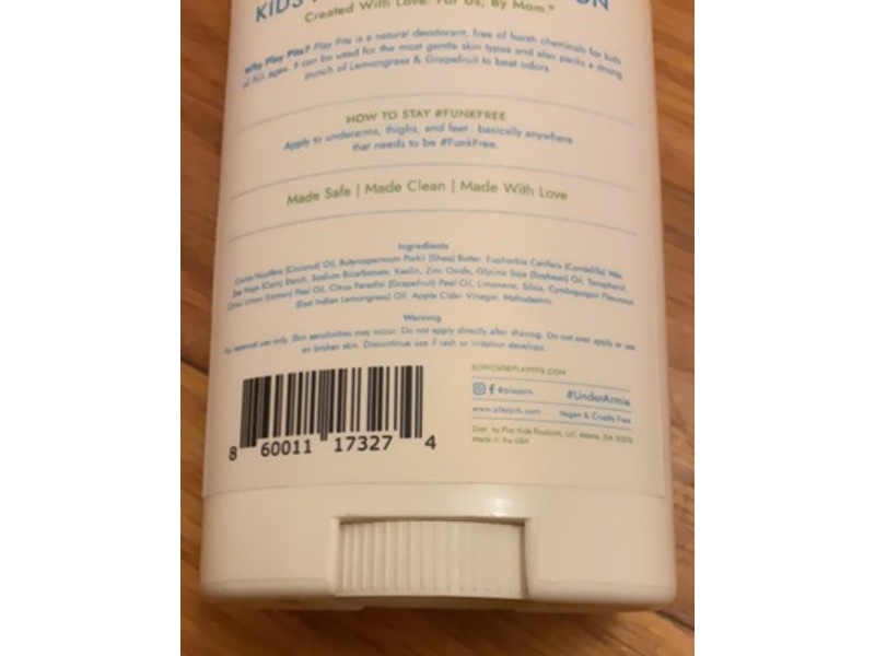 Play Pits Kids Natural Suga Body Deodorant, Lemongrass & Grapefruit, 2.65 oz/75 g, 2 Pack