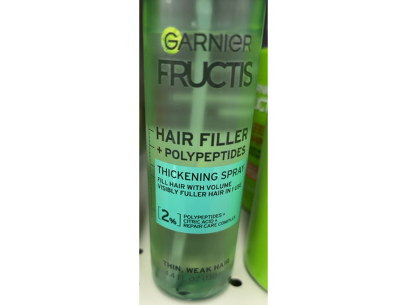 Garnier Fructis Hair Filler Thickening Spray, Polypeptides + Citric Acid & Repair Care Complex, 4.4 fl oz/130 mL