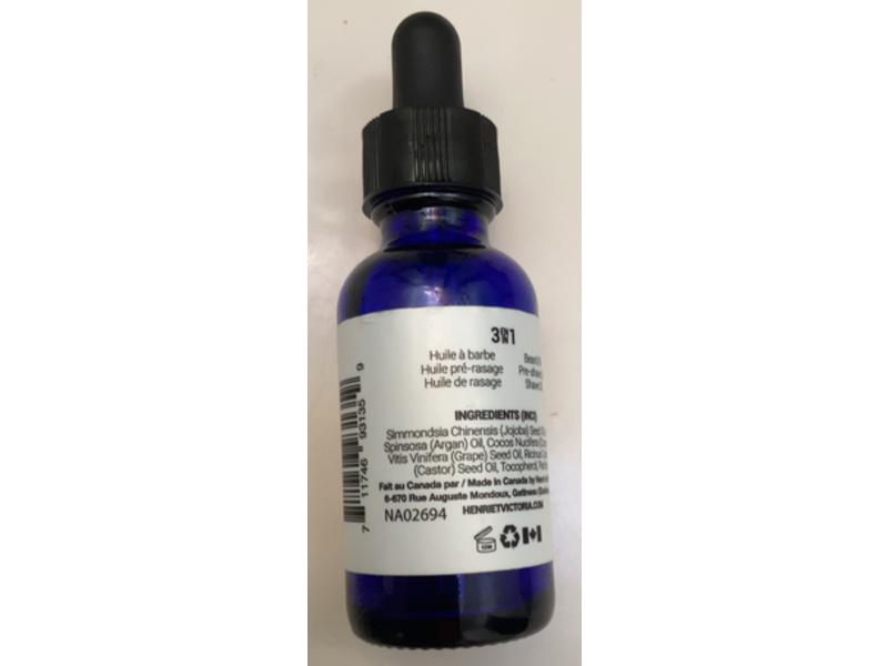 Henri Et Victoria 3 In 1 Beard Oil, Cognac & Cuban Cigars, 1 oz/28 g