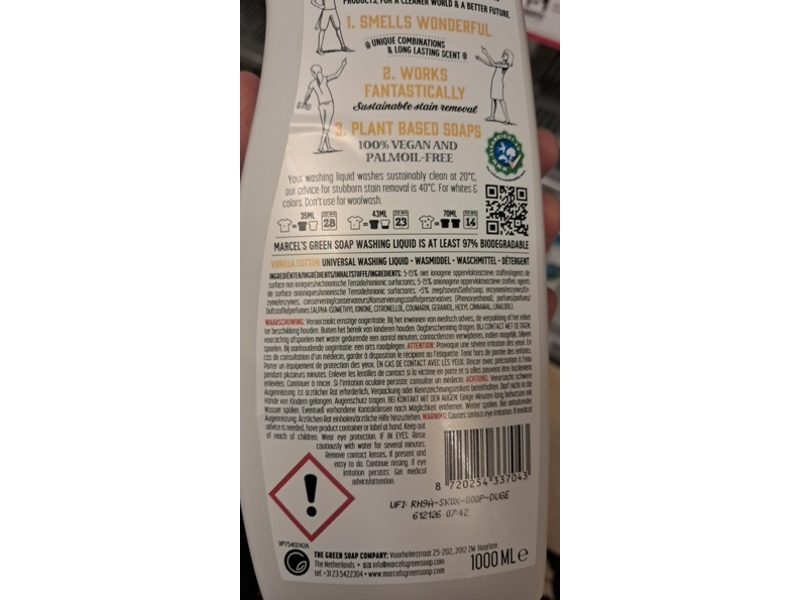 Marcel's Green Soap Universeel Wasmiddel Washing Liquid, Vanilla Cotton, 1 L