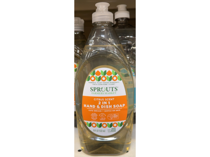 Sprouts 2 In 1 Hand & Dish Soap, Citrus, 18 fl oz/532 mL