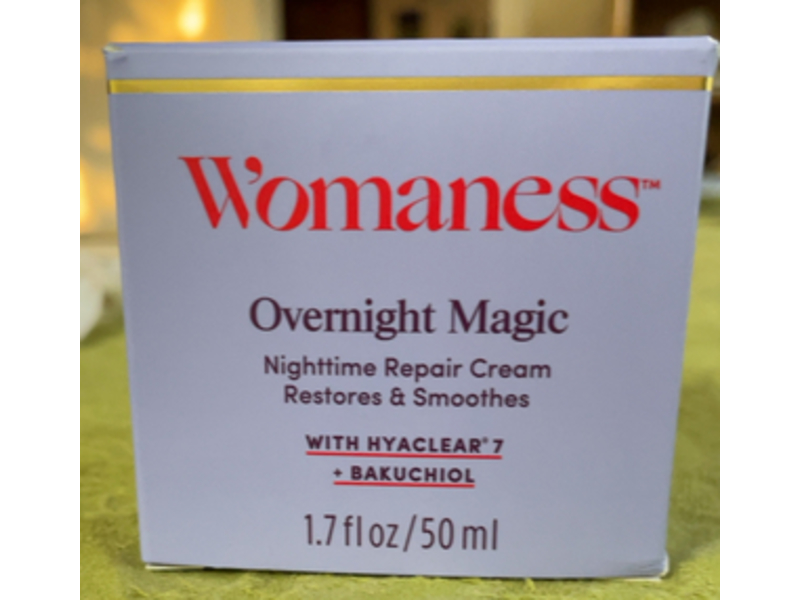 Womaness Overnight Magic Nighttime Repair Cream, Hyaclear 7 + Bakuciol, 1.7 fl oz/50 mL