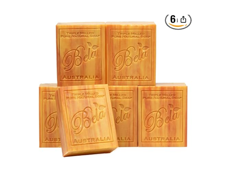 Bela Triple Milled Pure Natural Soap, Frankincense & Myrrh Scent, 3.3 oz, 6 Count