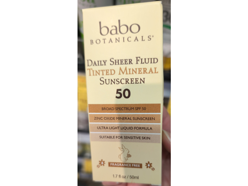 Babo Botanicals Daily Sheer Fluid Tinted Mineral Sunscreen, SPF 50, 1.7 fl oz/50 mL