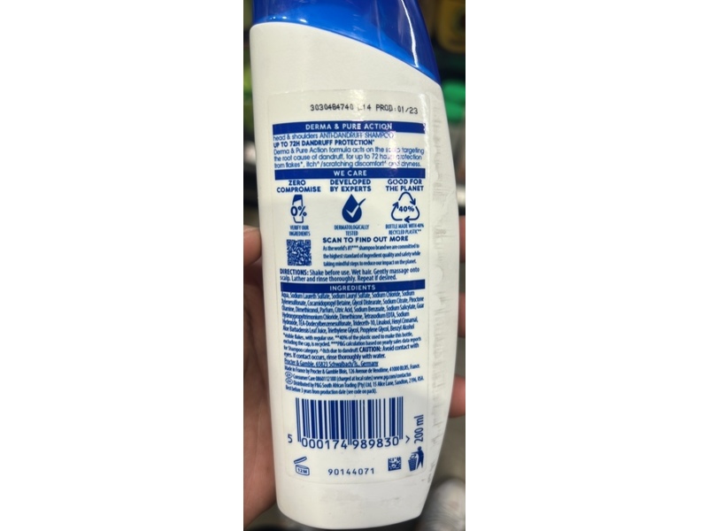 Head & Shoulders Anti Dandruff Shampoo, Sensitive Scalp, 200 mL