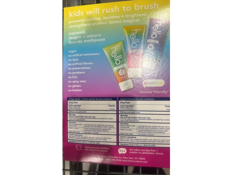 Hello Kids Fluoride Toothpaste Set, Magical Mermaid + Unicorn Sparkle & Dragon Dazzle, 12.06 oz/357 g