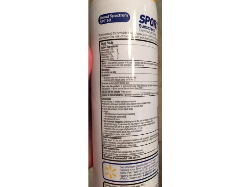 Equate Continuous Spray Sunscreen, Sport, SPF 50, 10 fl oz/295.7 mL