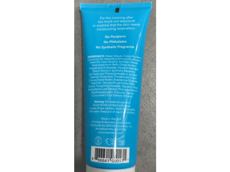 Unsun Refreshing After Sun Lotion, Aloe, Baobab Oil & Cactus Prickly Pear, 4 fl oz/118 mL