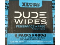 Dude Wipes XL Flushable Wipes, Fragrance Free, Pack Of 8, 480 Count - thumbnail 2