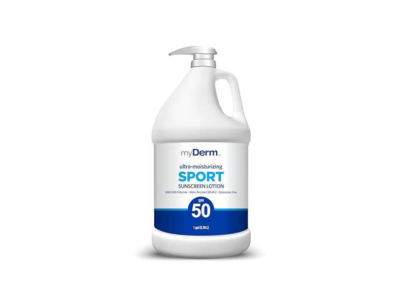 MyDerm Ultra-Moisturizing Sport Sunscreen Lotion, SPF 50, 3.78 L