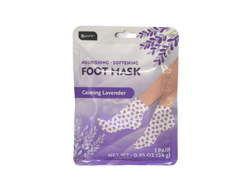 b.Pure Nourishing & Softening Foot Mask, Calming Lavender, 0.85 oz/24 g, 1 Pair