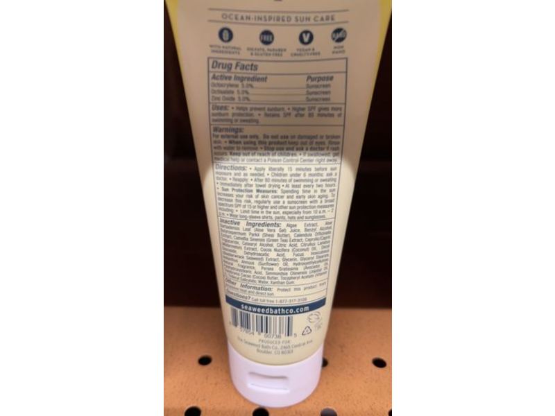 The Seaweed Bath Co. Sunscreen Daily Protection Cream, SPF 30, 3.4 fl oz/100 mL