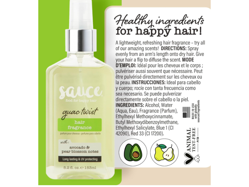 Sauce Beauty Hair Fragrance, Avocado & Pear Blossom Notes, 5.2 fl oz/153 mL