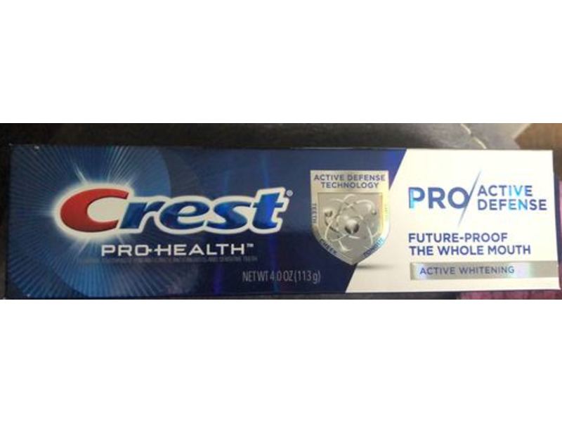 Crest Pro-Health Pro/Active Defense Toothpaste, Active Whitening, 4 oz, Pack Of 3