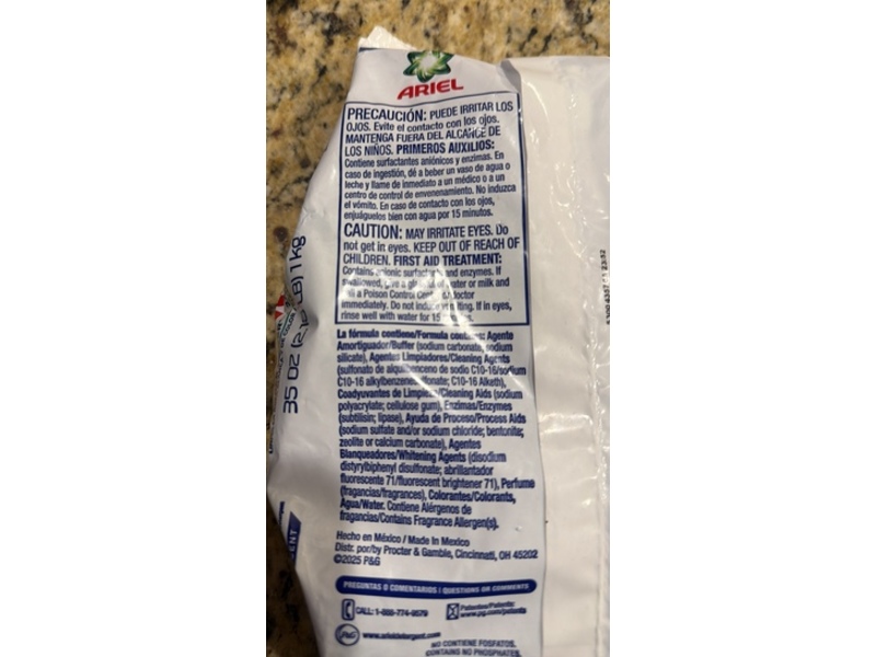 Ariel 2X Power Powder Detergent, Original Scent, 22 Loads, 35 fl oz/1 kg