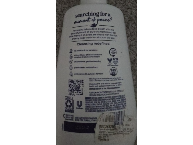 Dove Anti-Stress Body Wash, Blue Chamomile & Oat Milk, 30.6 fl oz/905 mL