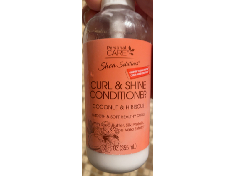 Personal Care Shea Solutions Curl & Shine Conditioner, Coconut & Hibiscus, 12 fl oz/355 mL