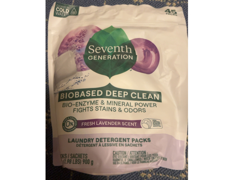 Seventh Generation Biobased Deep Clean Laundry Detergent Packs, Fresh Lavender Scent, 31.7 oz/900 g, 45 Count