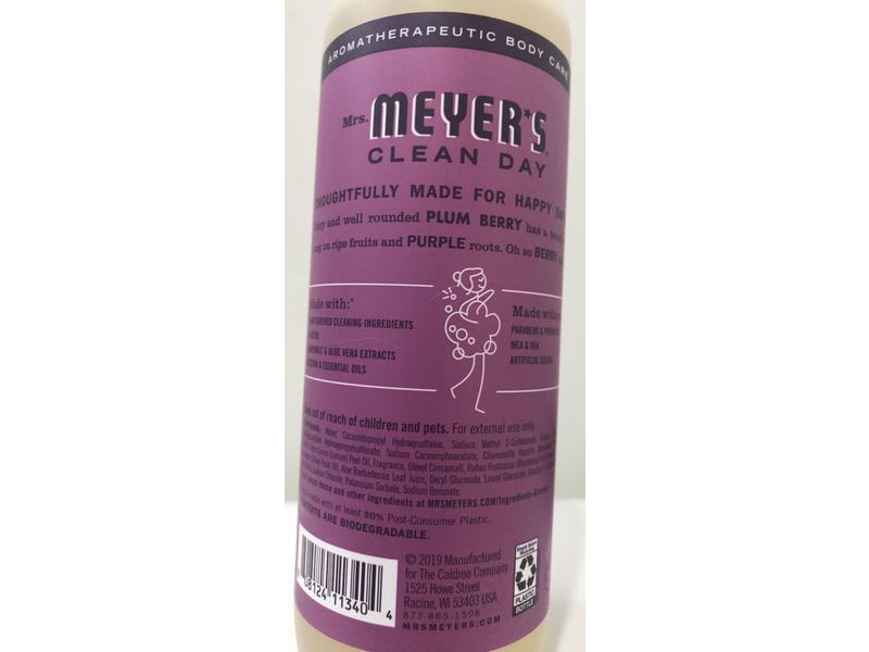 Mrs. Meyer's Clean Day Body Wash, Plum Berry Scent, 16 fl oz/473 mL