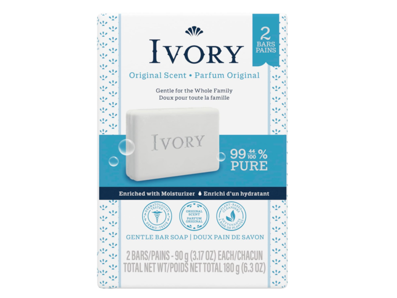 Ivory Gentle Bar Soap, Original Scent, 3.17 oz/90 g, 2 Count