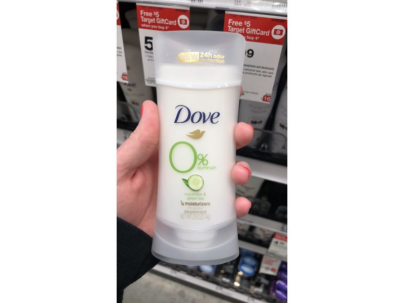 Dove 0% Aluminum Deodorant, Cucumber & Green Tea, 2.6 oz