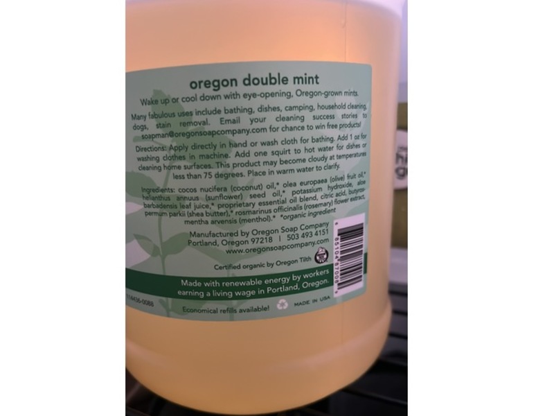 Oregon Soap Company Invigorating Concentrated All-Purpose Castile Soap, Oregon Double Mint, 3.78 L