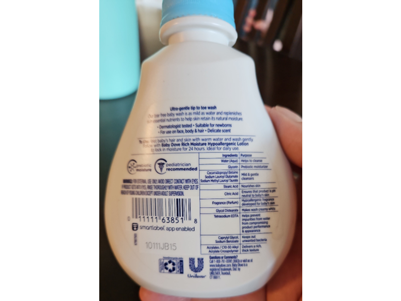 Dove Baby Sensitive Skin Care Moisture, Rich, 6.5 fl oz/192 mL