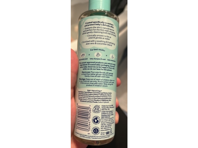 Childs Farm Sensitive Skin Experts Baby Shampoo & Wash, Baby Soft Scent, 250 mL