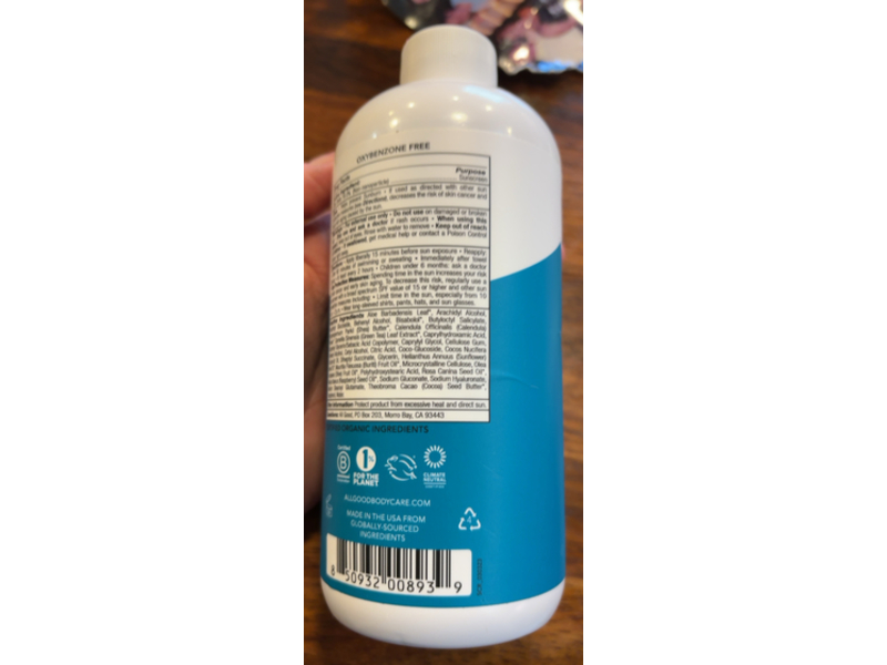 All Good Mineral Sport Sunscreen, SPF 30, 16 fl oz/473 mL