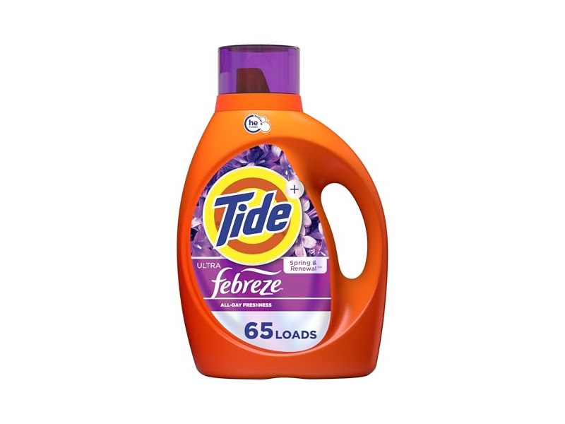 Tide Ultra Febreze Liquid Laundry Detergent, Spring and Renewal, 92 fl oz/2.72 L, 65 Loads