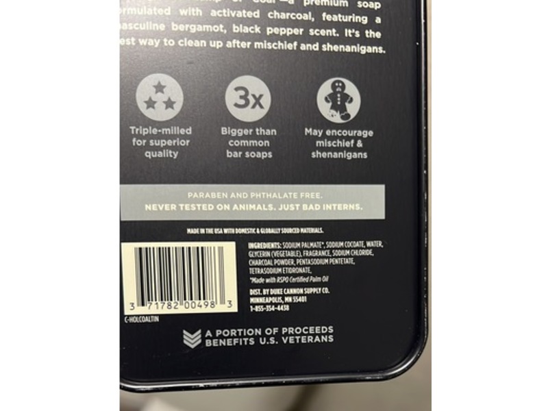 Duke Cannon Supply Co. Big Ass Activated Charcoal Soap, Lump Of Coal, 10 oz