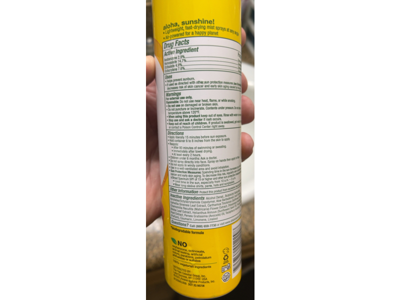 Alba Botanica Hawaiian Coconut Clear Sunscreen Spray, SPF 50, 8 oz/227 g