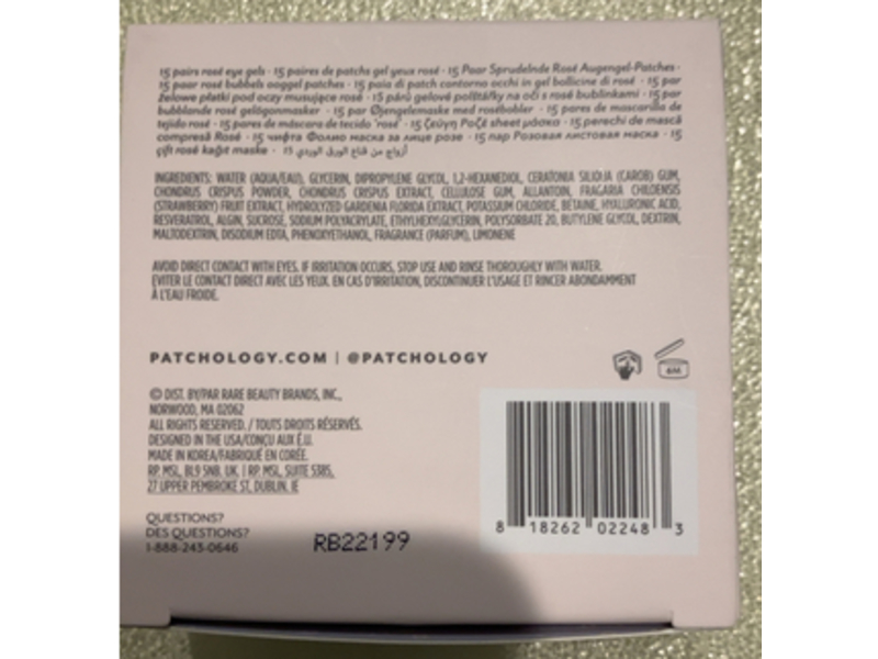 Patchology Serve Chilled Rose Eye Gel Patches, 15 Patches